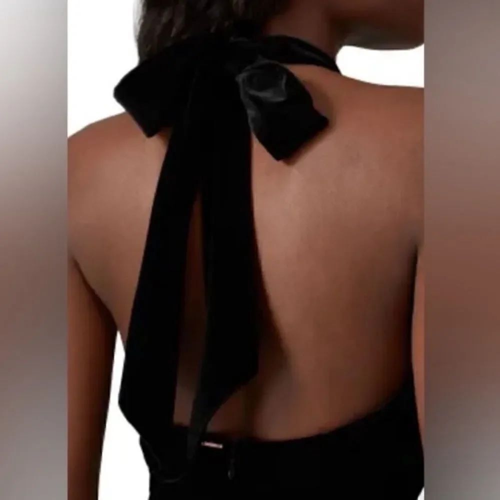 MISA LOS ANGELES Xandra Black Hammered Satin wide leg Halter jumpsuit Small NWT - Picture 8 of 12